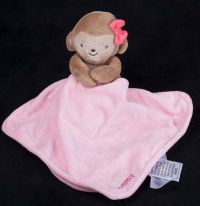 Carters Just One You Brown Monkey I Adore Mommy Pink Plush Lovey Blanket